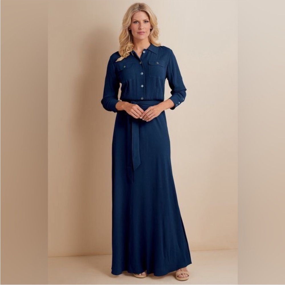 Soft Surroundings Savannah Crepe Maxi Dress- Size Large